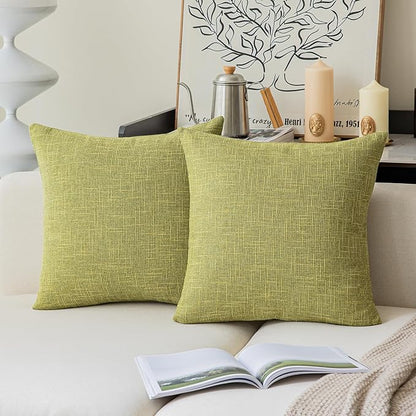 Kevin Textile Pack of 2, Decorative 2 Tone Fresh Linen Pillow Covers Cushion by KevinTextile