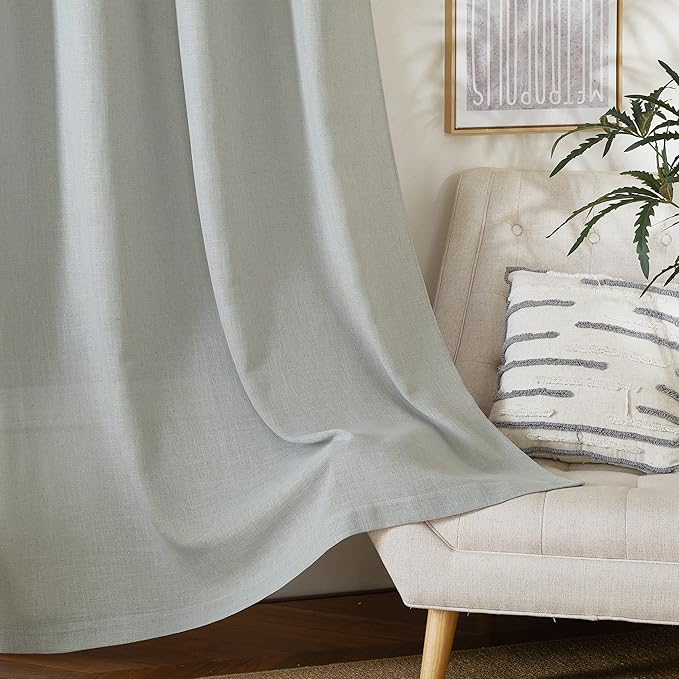 NICETOWN Linen Gray Curtains 84 inches Length 2 Panels Set, Grommet Flax Linen - Image 7