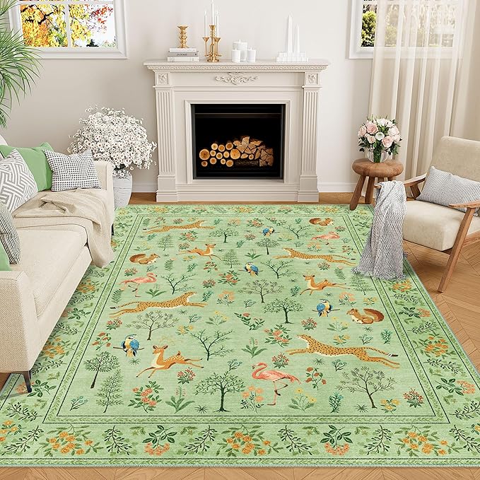 DUKINO 8x10 Rug, Washable Animal Living Room Rug by DUKINO