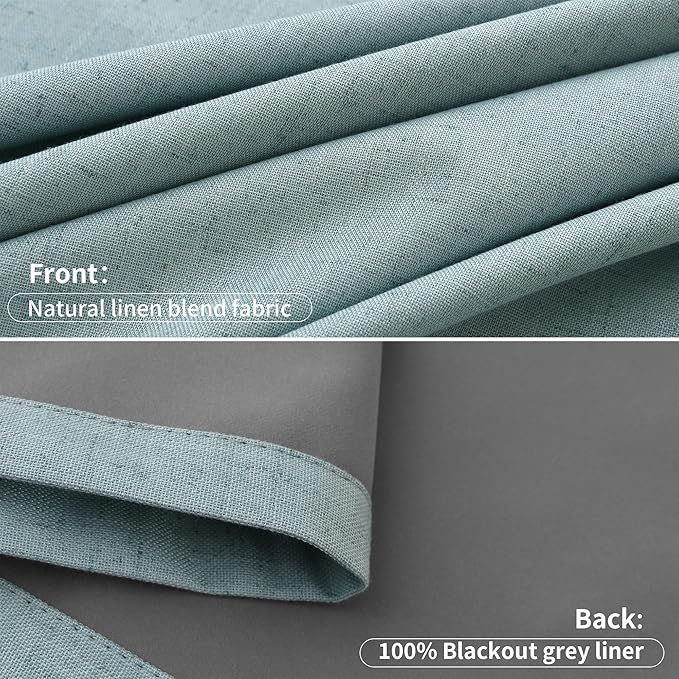 Pinch Pleated 100% Blackout Linen Curtains 108 Inches Long - Image 9