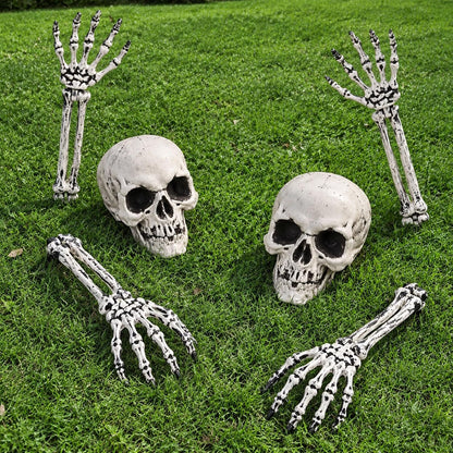 Zhanmai 6 Pcs Halloween Skeleton Outdoor Decor, Skulls Arms Graveyard Lawn