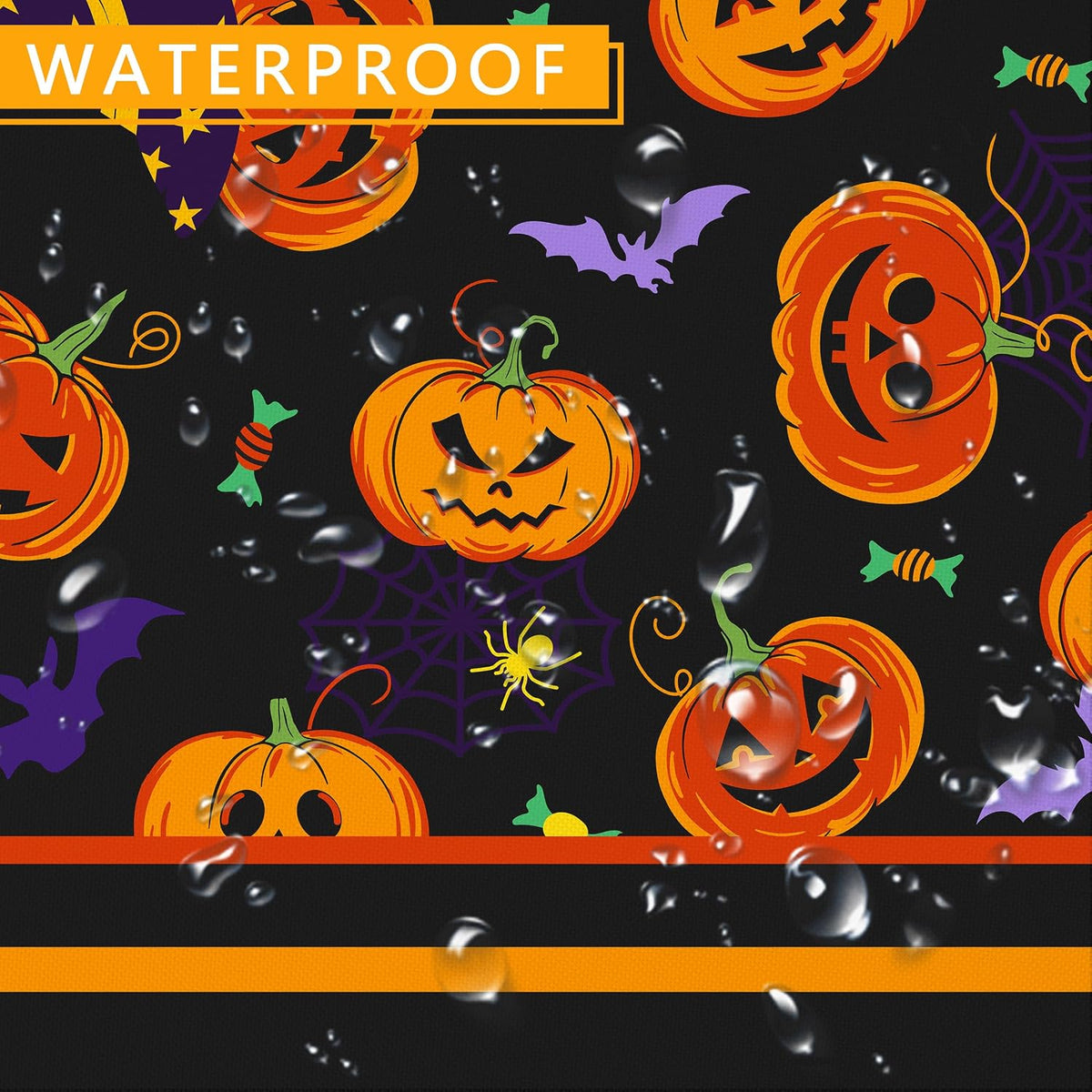 Halloween Oval Tablecloth 60x120 Inch Waterproof Bat Pumpkin Tablecloth Halloween Washable Table Cloth for Party Picnic Dinner Scary Home Decor