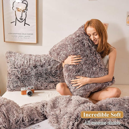 XeGe Faux Fur Throw Pillow Cases, Plush Shaggy Ultra Soft Pillow Covers - Image 5