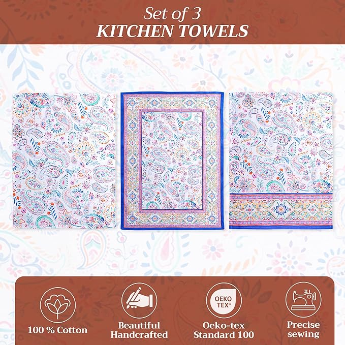 Maison d' Hermine Kitchen Towels Set of 3 100% Cotton 27.50" x 20" Reusable - Image 2