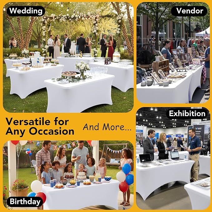 6-Pack Premium White Spandex Tablecloths - Image 5