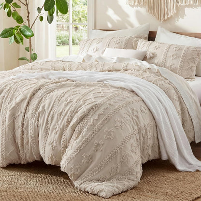bedsure tufted boho comforter set king, bedroom decor, main product view