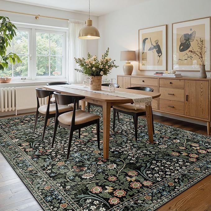 MUJOO 8x10 Area Rugs, Floral Washable Rugs - Image 3