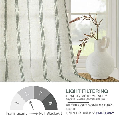 DriftAway Farmhouse Vertical Striped Linen Blend Textured Light Filtering Semi - Image 4