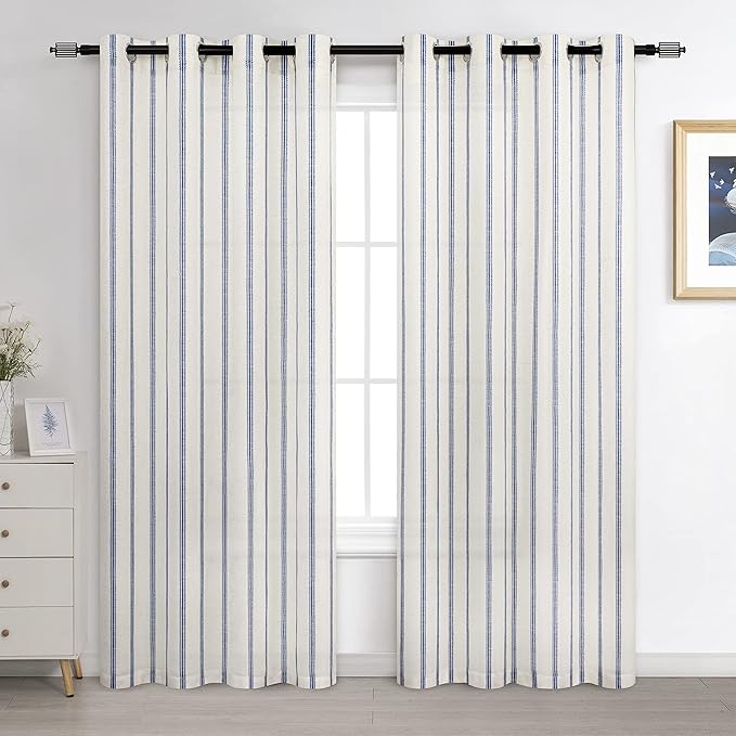 DriftAway Farmhouse Vertical Striped Linen Blend Textured Light Filtering Semi by DriftAway