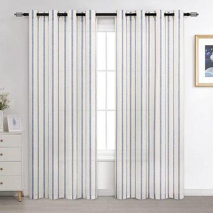 DriftAway Farmhouse Vertical Striped Linen Blend Textured Light Filtering Semi by DriftAway