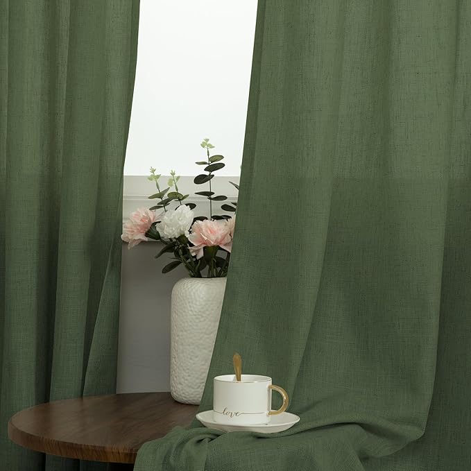 Pitalk Olive Green Curtains 63 Inch Length - Image 3