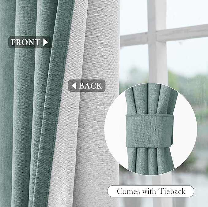 Macochico 100% Blackout Chenille Curtains Thermal Insulated Noise Reducing - Image 6