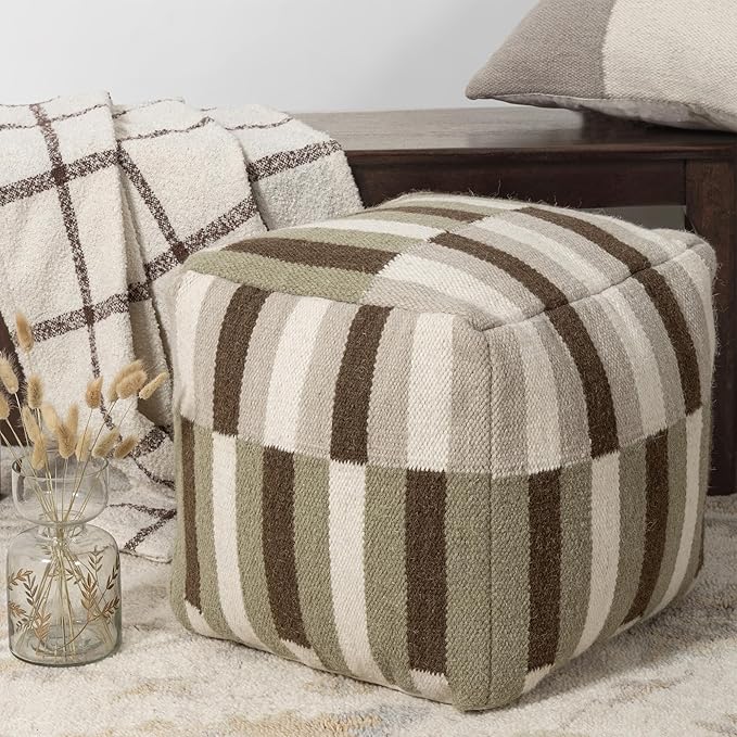 LR Home Handmade Modern Geometric Square Indoor Medium Pouf Ottoman, by L.+R.+Resources%2C+Inc.