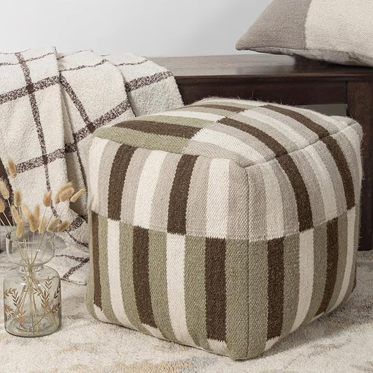 LR Home Handmade Modern Geometric Square Indoor Medium Pouf Ottoman, by L.+R.+Resources%2C+Inc.