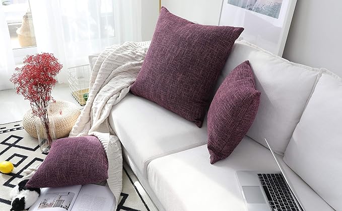 Kevin Textile Faux Linen Square 2 Tone Woven Throw Pillow Sham Cushion Case - Image 7