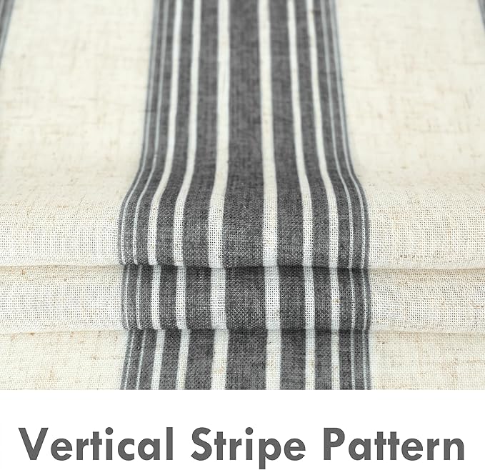DriftAway Farmhouse Vertical Striped Linen Blend Textured Light Filtering Semi - Image 3