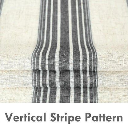 DriftAway Farmhouse Vertical Striped Linen Blend Textured Light Filtering Semi - Image 3