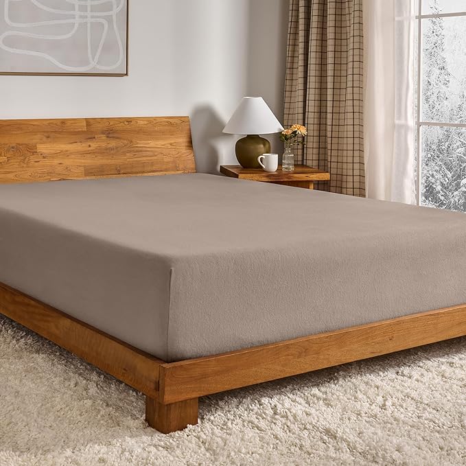 Bare Home Flannel Fitted Bottom Sheet 100% Cotton Twin Extra Long, Velvety Soft by BareHome