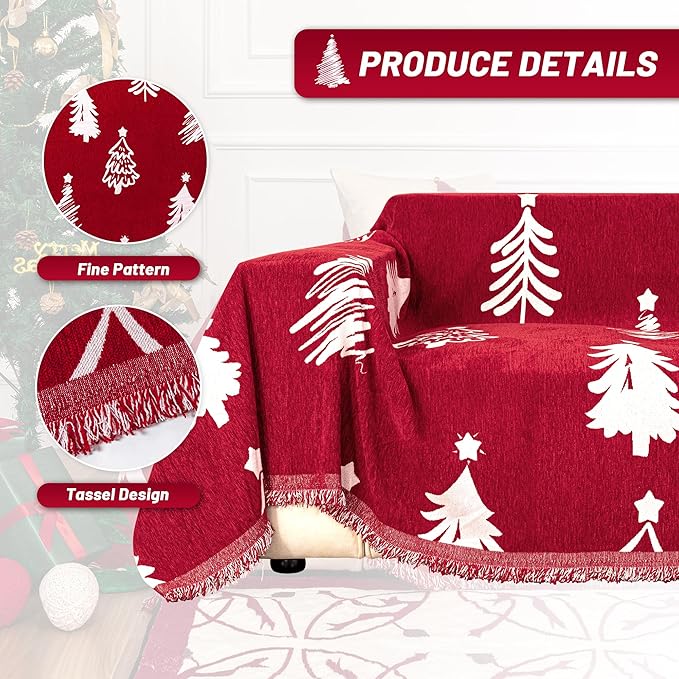 MYSKY HOME 71X134 inches Sofa Christmas Couch Cover, Sectional Sofa Covers Sofa - Image 3