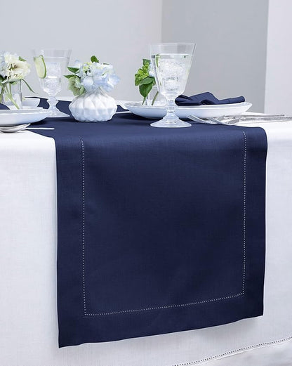 Solino Home Linen Navy Blue Table Runner 132 Inches Long - Image 2