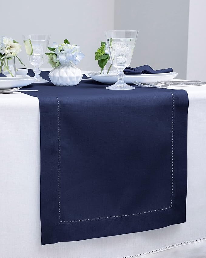 Solino Home Linen Navy Blue Table Runner 48 Inches - Image 2