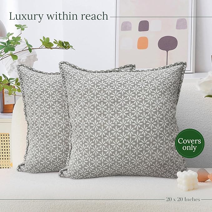 SanVia Tranquil Premium Cotton Throw Pillow Covers, 20 x 20 Inches, Luxurious - Image 6