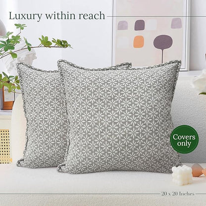 SanVia Tranquil Premium Cotton Throw Pillow Covers, 20 x 20 Inches, Luxurious - Image 6