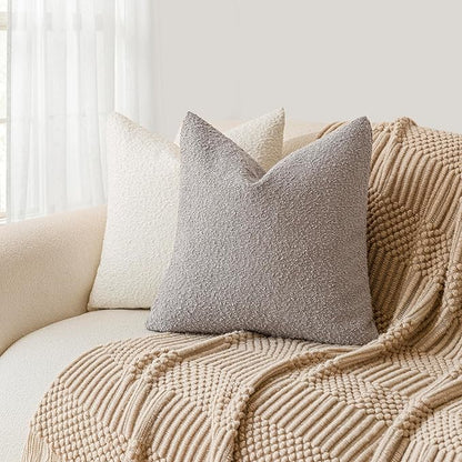 Foindtower Decorative Textured Boucle Throw Pillow Covers Accent Solid Pillow - Image 5