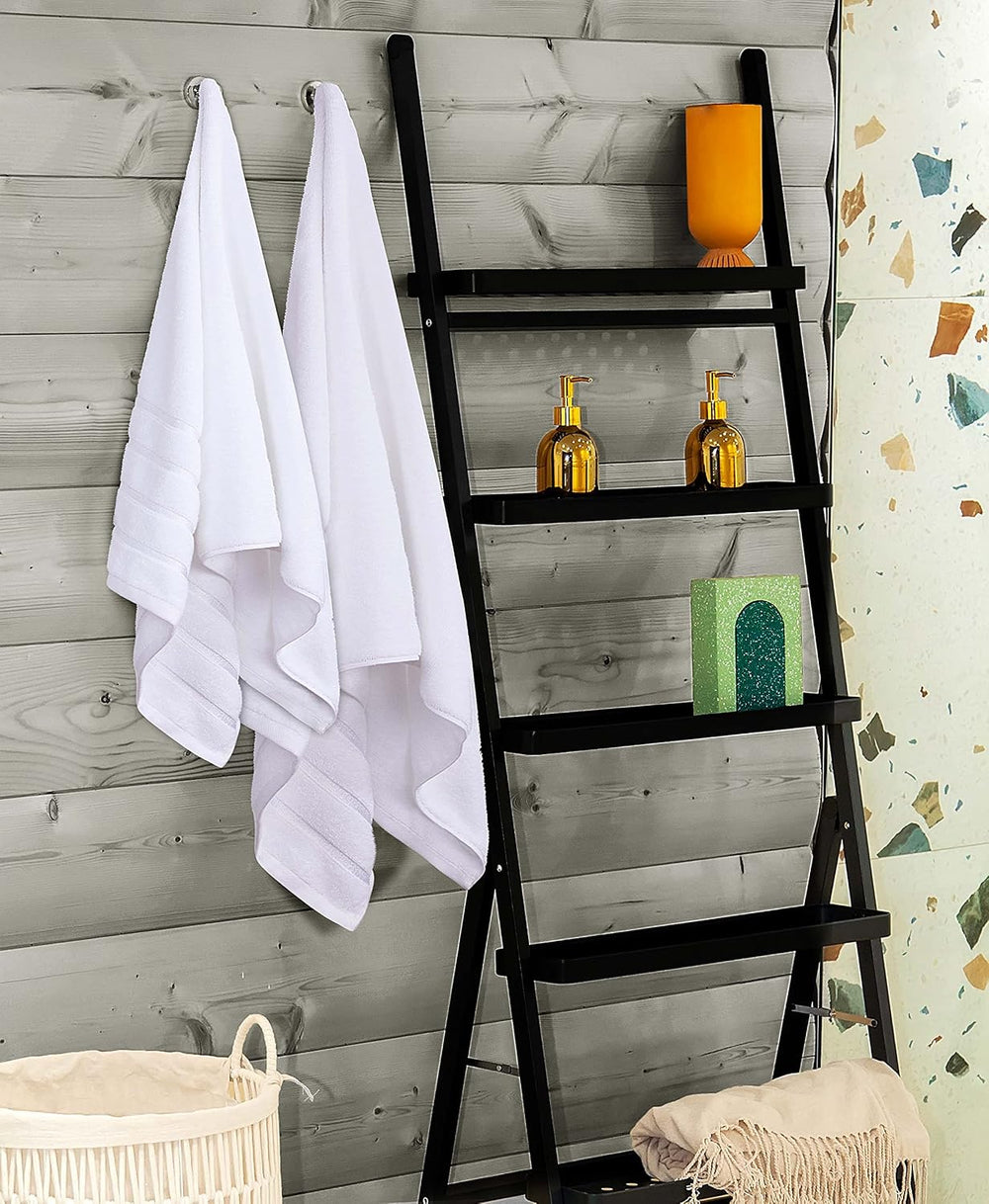 Utopia Towels 8 Piece Luxury Towel Set, 600 GSM, Viscose Stripe, White