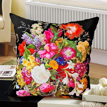 Vintage Floral Still Life Oil Painting 18x18 Plush Throw Pillow Case, - Image 2