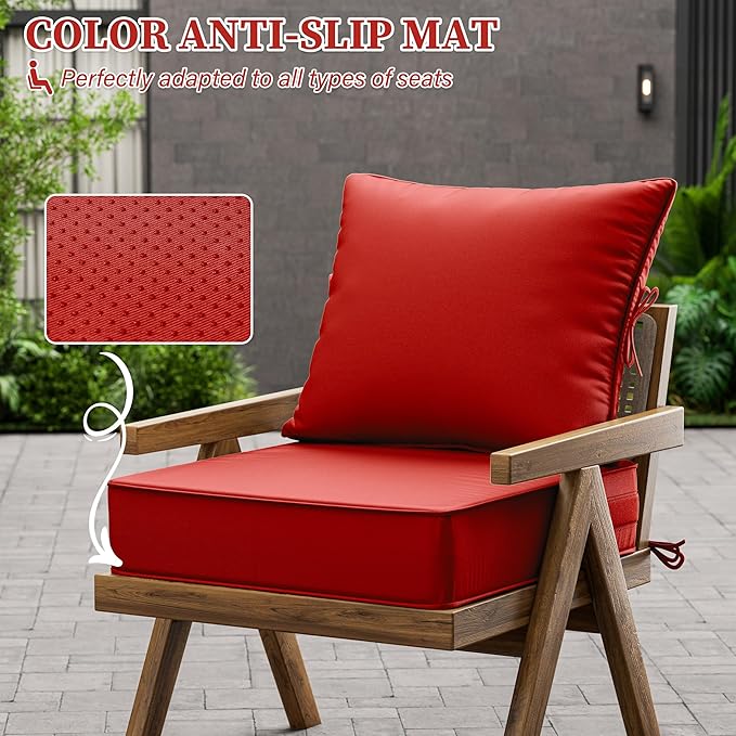 Outdoor Seat Cushion Set 22 L × 22 W × 4 H Inch Waterproof & Fade Resistant - Image 6