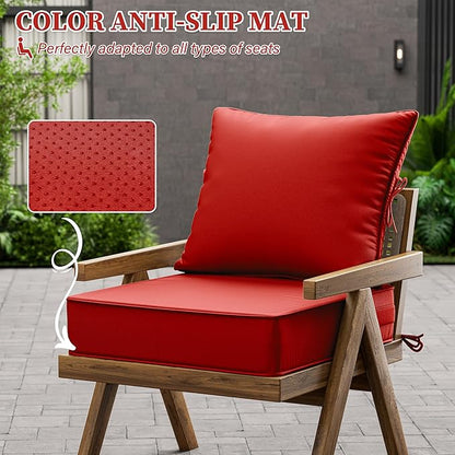 Outdoor Seat Cushion Set 22 L × 22 W × 4 H Inch Waterproof & Fade Resistant - Image 6