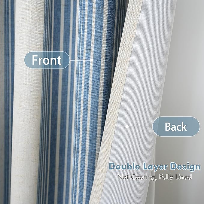 DriftAway Farmhouse Vertical Striped Linen Blend Textured Light Filtering Semi - Image 4