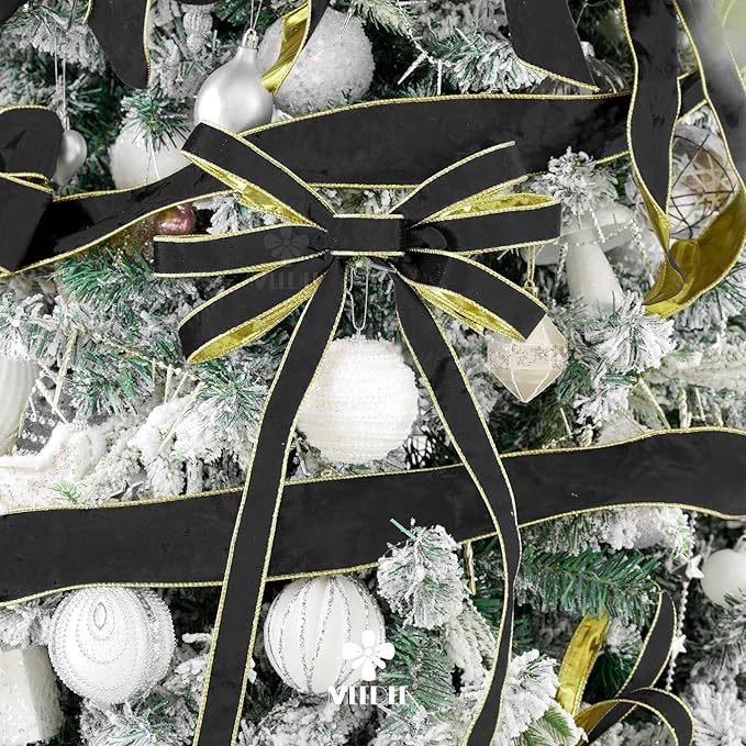 MEEDEE Black and Gold Velvet Ribbon - Image 6