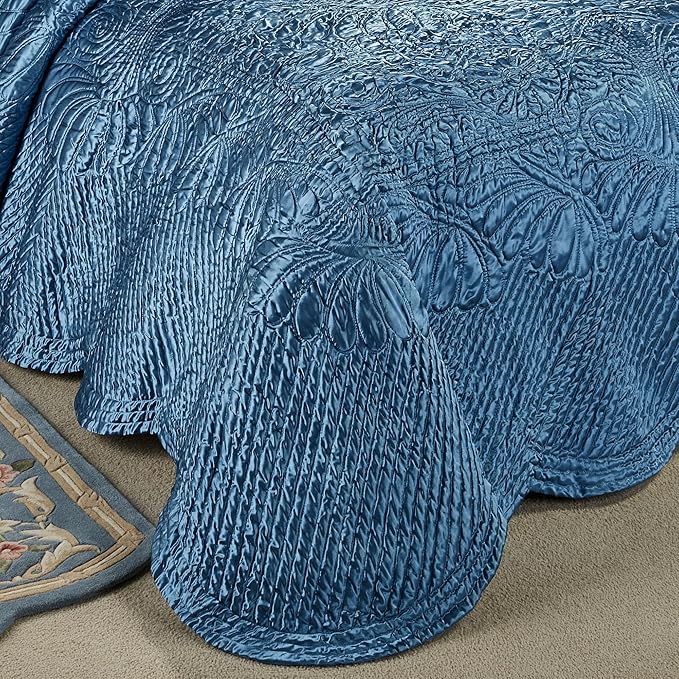 Touch of Class Portia Luxury Bedding | Sapphire Blue | Quilted Polyester Satin - Image 4