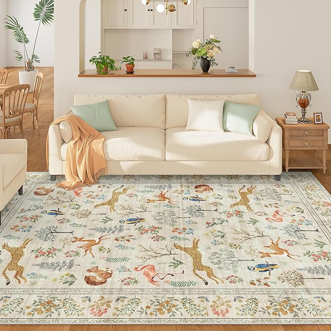 DUKINO 6x9 Rug, Washable Animal Living Room Rug - Image 2