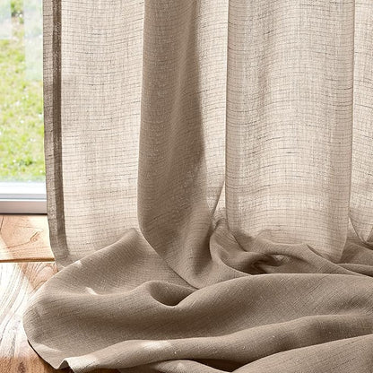 jinchan Taupe Linen Blend Curtain 108 inch Extra Long 1 Panel Extra Long - Image 4
