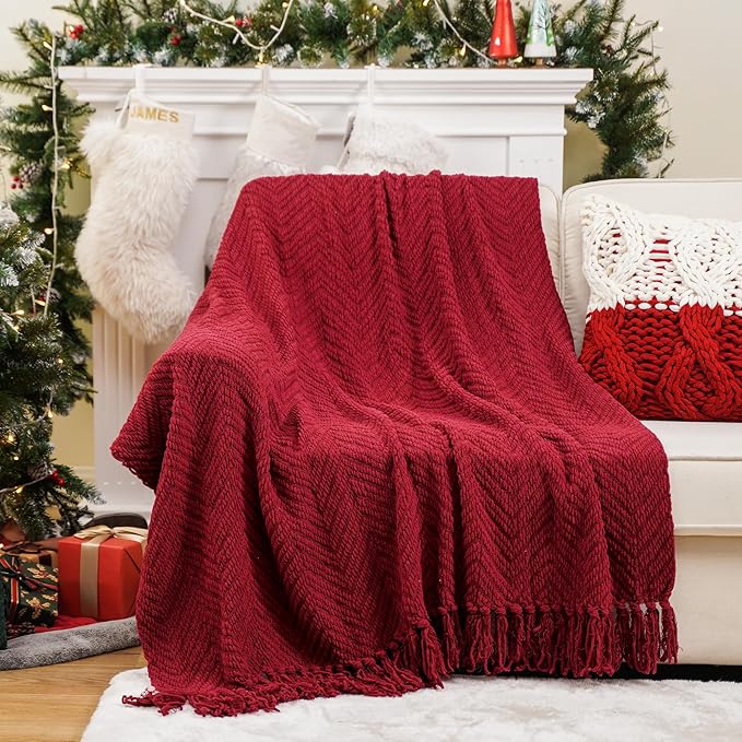 BATTILO HOME Christmas Decor Red Throw Blanket - Image 3