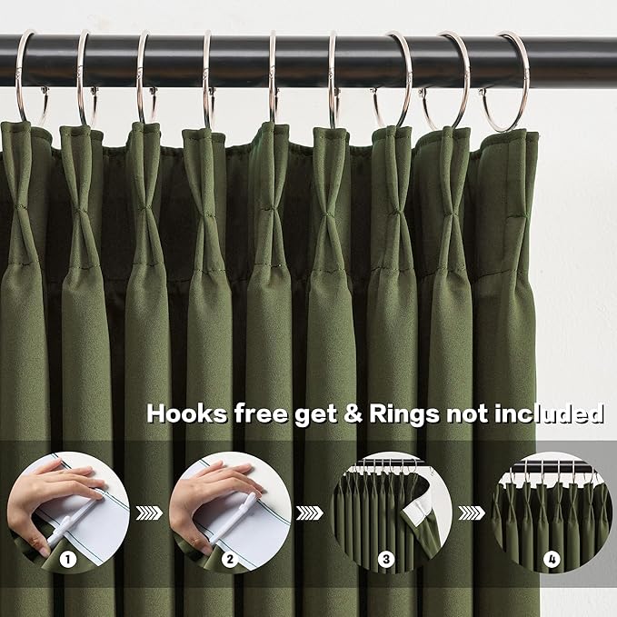 KEQIAOSUOCAI 92 Inch Dark Olive Green Curtains - Image 2
