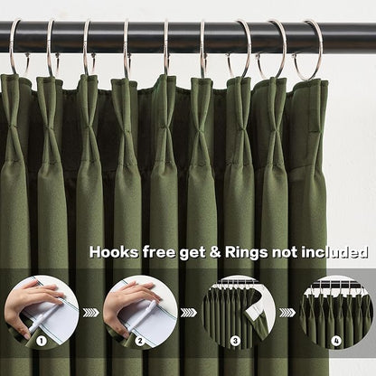 KEQIAOSUOCAI 92 Inch Dark Olive Green Curtains - Image 2
