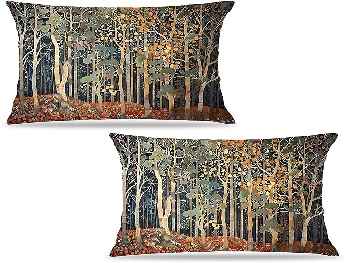 Rustic Autumn Forest Pillow Covers 20x12 Set of 2, Fall Home Room Decor by Unknown