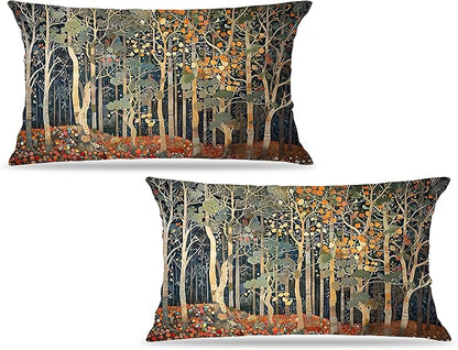 Rustic Autumn Forest Pillow Covers 20x12 Set of 2, Fall Home Room Decor by Unknown