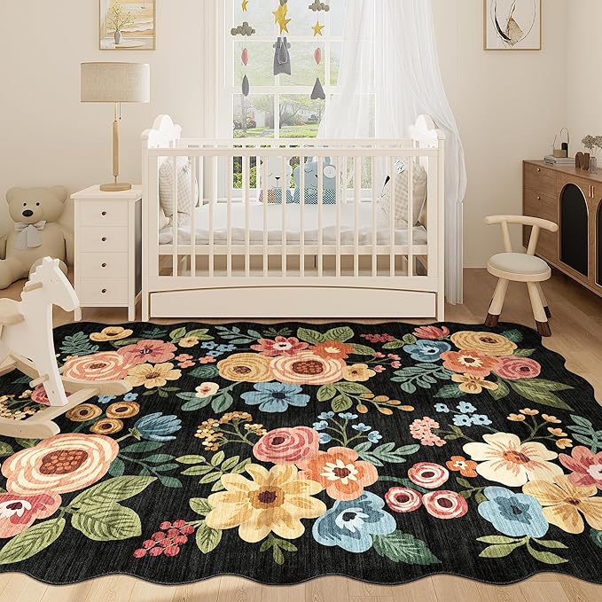 DUKINO 4x6 Area Rug, Floral Non-Slip Indoor Washable Rug - Image 9
