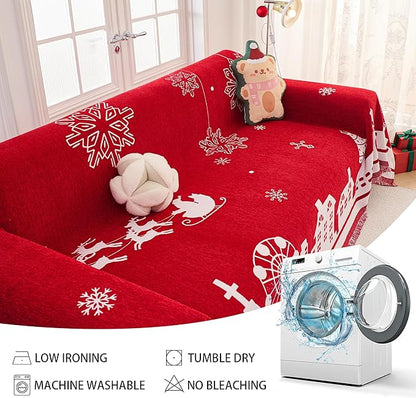 MEETSKY Red Christmas Couch Cover - Image 6