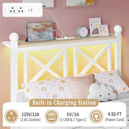 dynjest twin white bed frame with headboard and showing dimensions