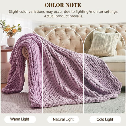 Carriediosa Chunky Knit Throw Blanket 60" X 80" Twin, 100% Hand Made Large - Image 2
