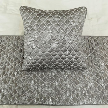 The HomeCentric King/Queen/Twin Grey & Silver Designer Full 68"x18" Bed Runner - Image 5