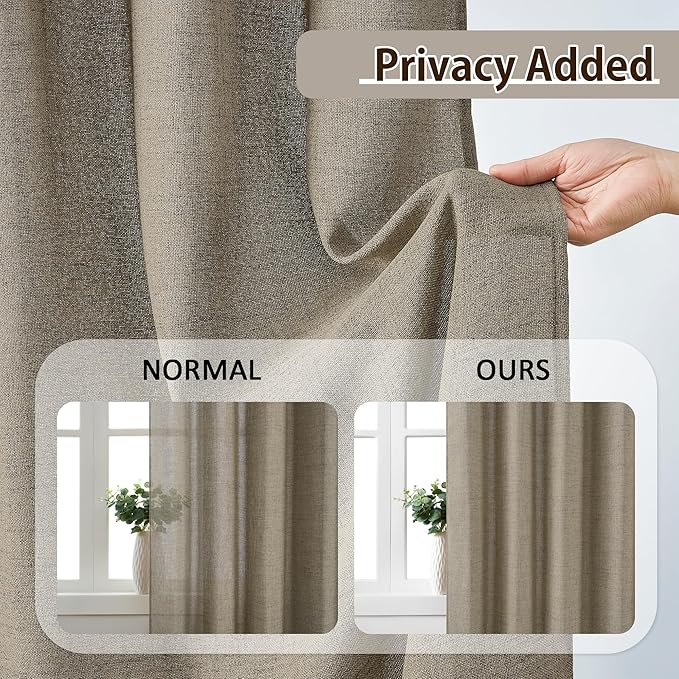 Custom Length Curtains 92 Inches Long, Pinch Pleated Linen Blend Back Tab - Image 4