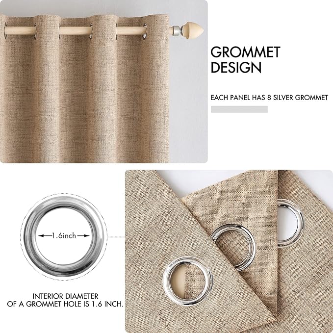 MIULEE 100% Blackout Linen Textured Curtains - Image 4
