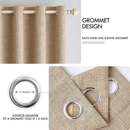 MIULEE 100% Blackout Linen Textured Curtains - Image 4